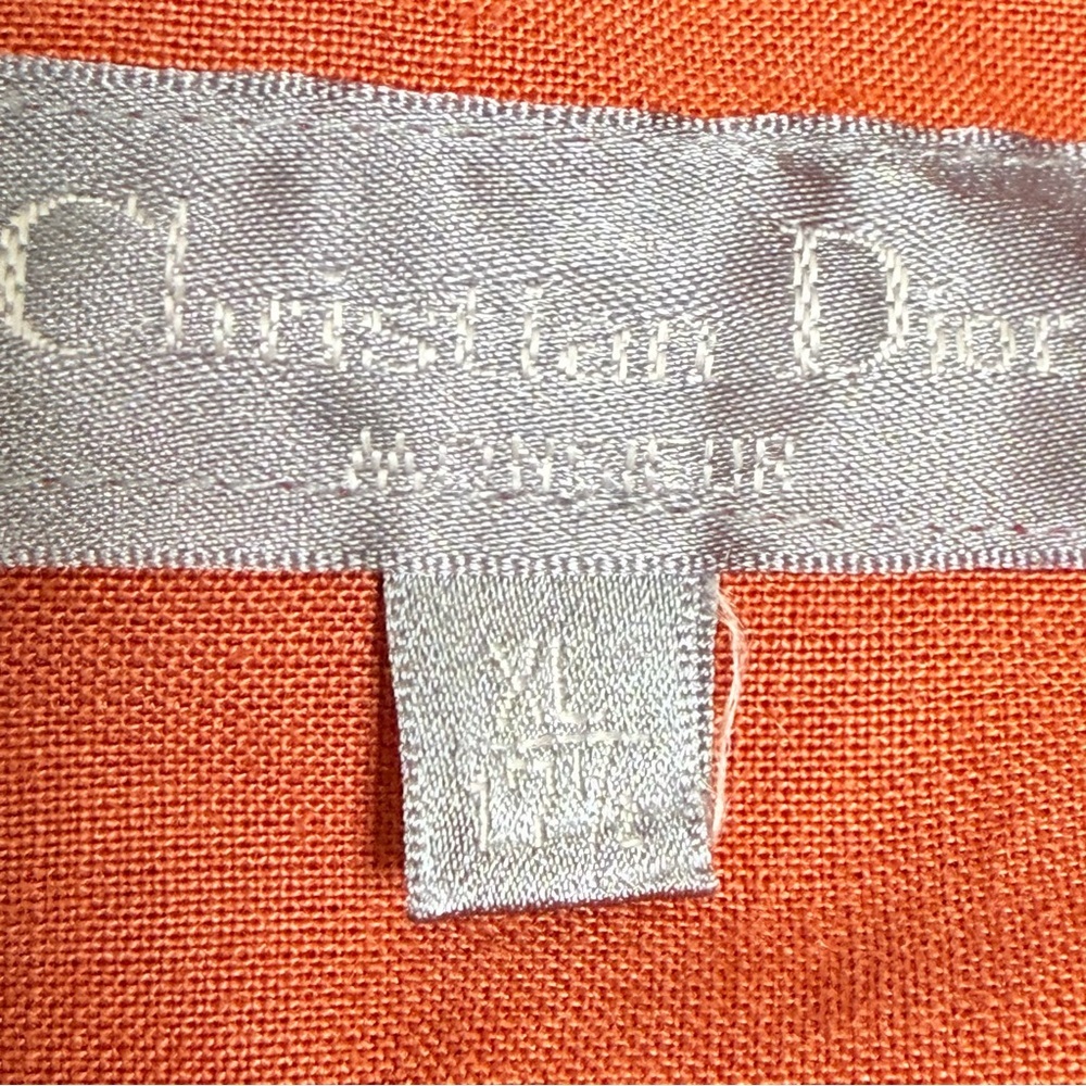 Vintage Christian Dior XL Mens Polo Shirt Cotton Orange Long Sleeve READ - Picture 7 of 10